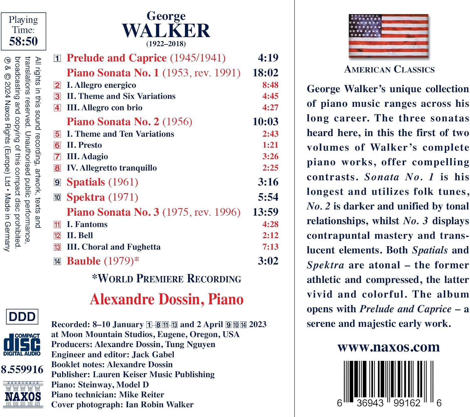 George Walker: Complete Piano Works - Volume 1