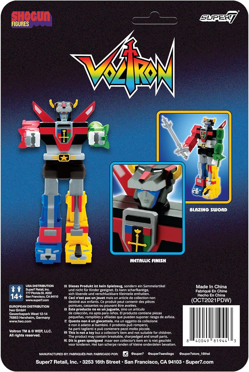 SUPER7 Voltron Shogun Reaction Action Figure, Multicolor