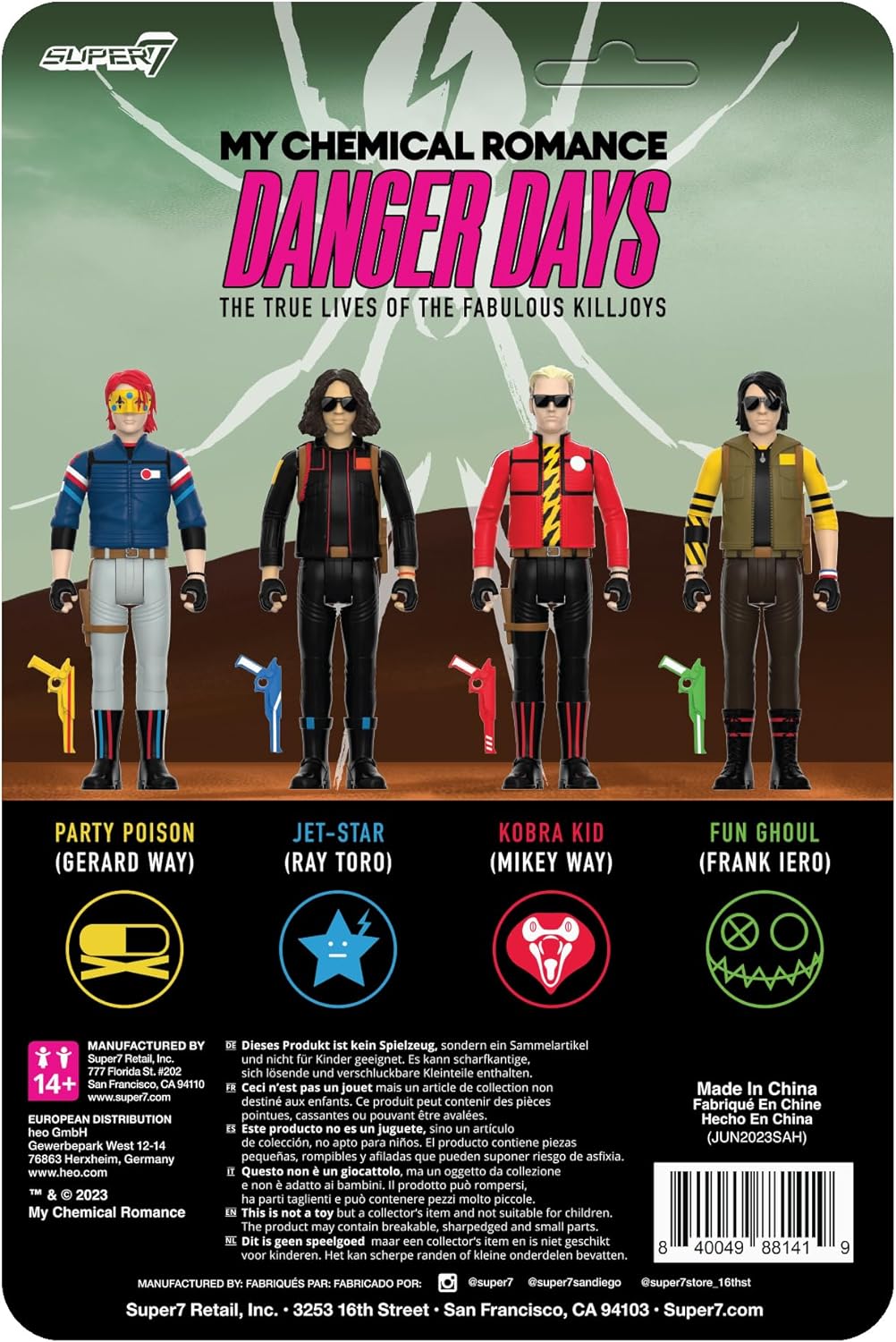 Super7 My Chemical Romance Reaction Figures Wave 01 (Danger Days) - Jet Star (Unmasked) Action Figure, 3.75 inch Scale, RE-MYCR-08141