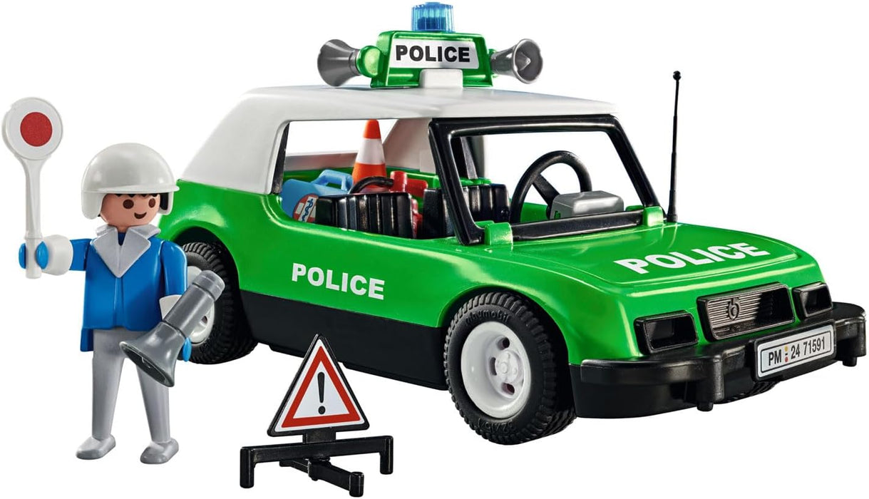Playmobil 71591 Classic Police Car Anniversary Set, exciting rides with the iconic retro police car from the 70s, collector's car or play sets suitable for children ages 5+