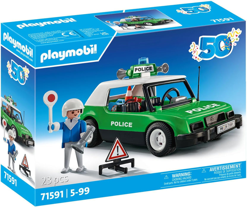 Playmobil 71591 Classic Police Car Anniversary Set, exciting rides with the iconic retro police car from the 70s, collector's car or play sets suitable for children ages 5+
