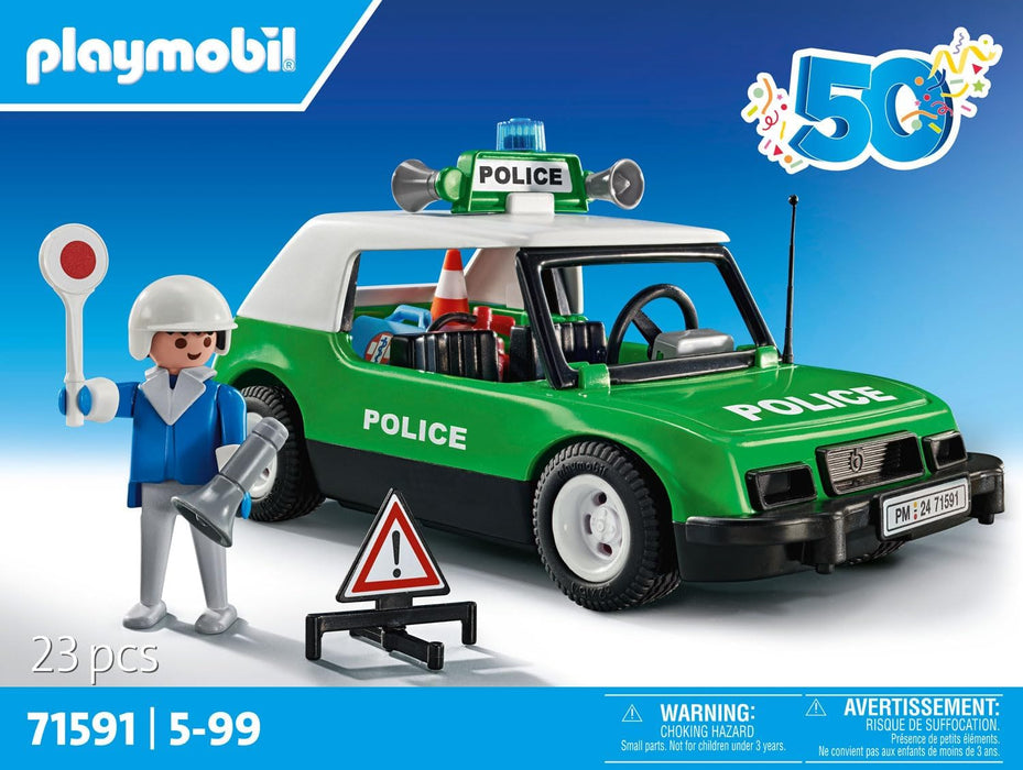 Playmobil 71591 Classic Police Car Anniversary Set, exciting rides with the iconic retro police car from the 70s, collector's car or play sets suitable for children ages 5+