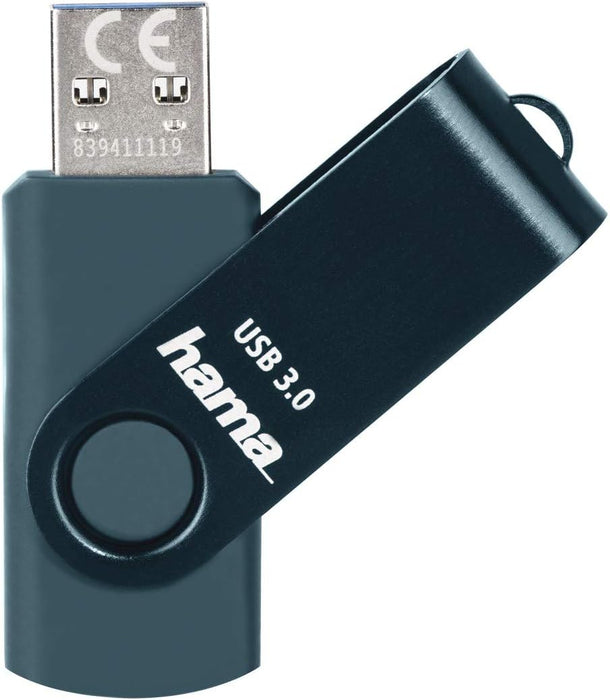 Hama "Rotate" USB Flash Drive, USB 3.0, 32GB, 70Mb/s, petrol blue 32 gb 70 or 90 MB/s data speed