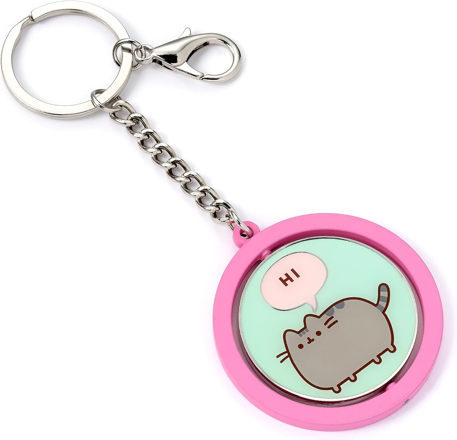 Pusheen the Cat Pink & Blue Hi, Bye Spinning Keyring