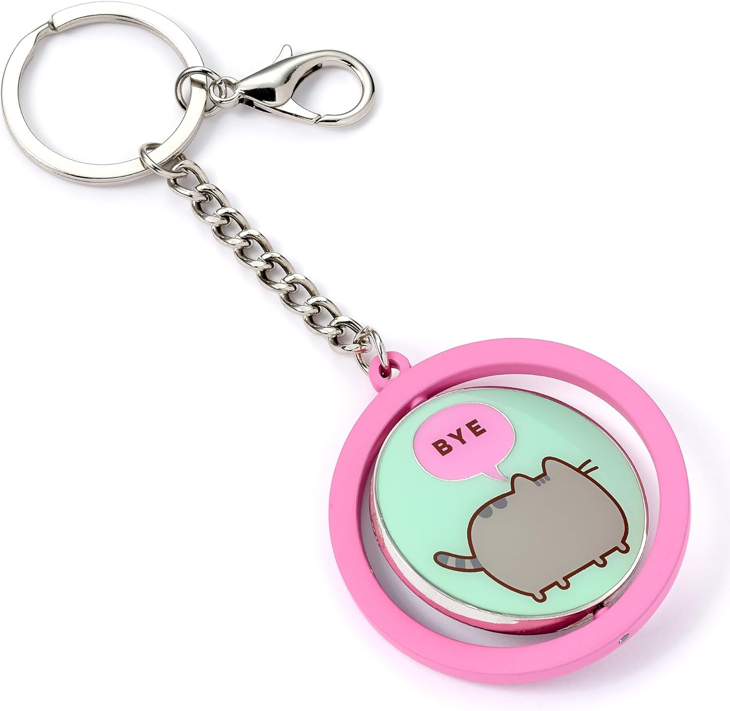 Pusheen the Cat Pink & Blue Hi, Bye Spinning Keyring