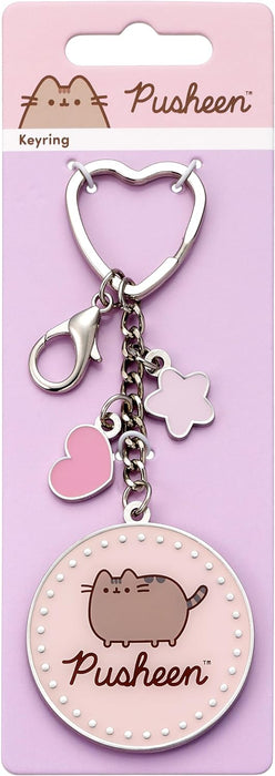 Pusheen the Cat Pink Name Keyring with Mini Charms