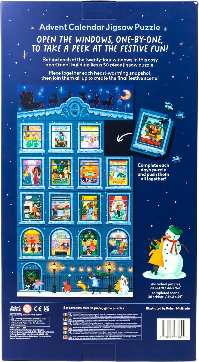 Professor PUZZLE Adventskalender "Christmas Through the Window", Puzzle, ab 8 Jahren, für 1 Spieler