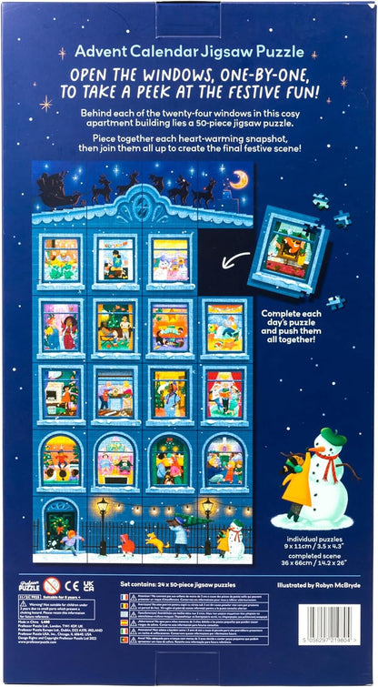 Professor PUZZLE Adventskalender "Christmas Through the Window", Puzzle, ab 8 Jahren, für 1 Spieler
