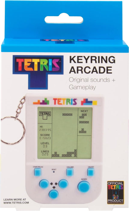 Tetris Keyring Handheld Arcade Game - Retro Mini Portable Handheld Tetris Game for Kids and Adults. Traditional Game Play With 15 Levels Including Original Tetris Gameplay & Sounds.