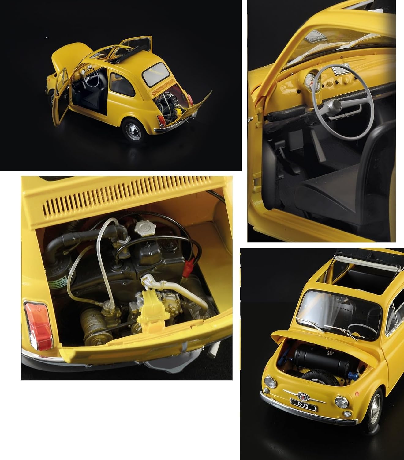 Italeri 4715 1:12 Fiat 500 F Upgraded Edition Model Building Kit, Standing Model Building, Crafts, Hobby, Gluing, Plastic Kit, Detailed Unpainted