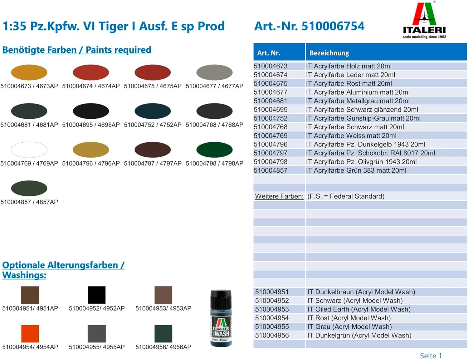Italeri 6754 1:35 Pz.Kpfw. VI Tiger I AUSF. E sp Prod – Maquette de construction, modélisme, bricolage, loisirs, collage, kit de construction en plastique, fidèle aux détails, kit de char, militaire