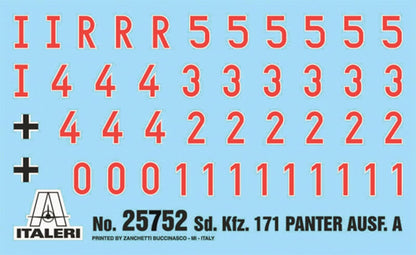 Italeri 25752 1:56 Sd.Kfz. 171 Panther AUSF. A Model Building Kit, Standing Model Building, Crafts, Hobby, Gluing, Plastic Kit, Detailed Unpainted