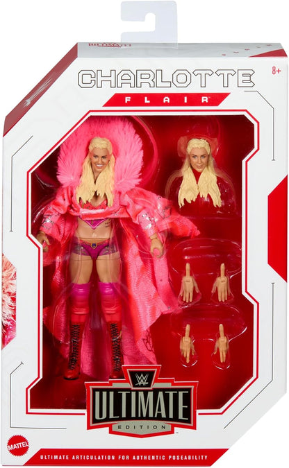 Mattel WWE Ultimate Edition Charlotte Flair Actionfigur mit beliebten Superstars mit austauschbaren Händen, mehreren Köpfen und authentischer Kleidung, ab 8 Jahren HVF88