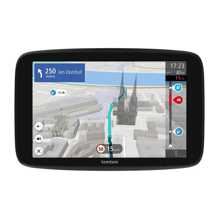 TomTom GO Navigator car sat nav (Extra-large 7" screen, real-time traffic information, 12-month Speed Camera Alerts trial, Europe maps, Wi-Fi updates, Premium Services, magnetic mount