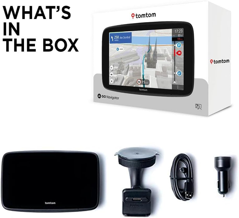 TomTom GO Navigator car sat nav (Extra-large 7" screen, real-time traffic information, 12-month Speed Camera Alerts trial, Europe maps, Wi-Fi updates, Premium Services, magnetic mount