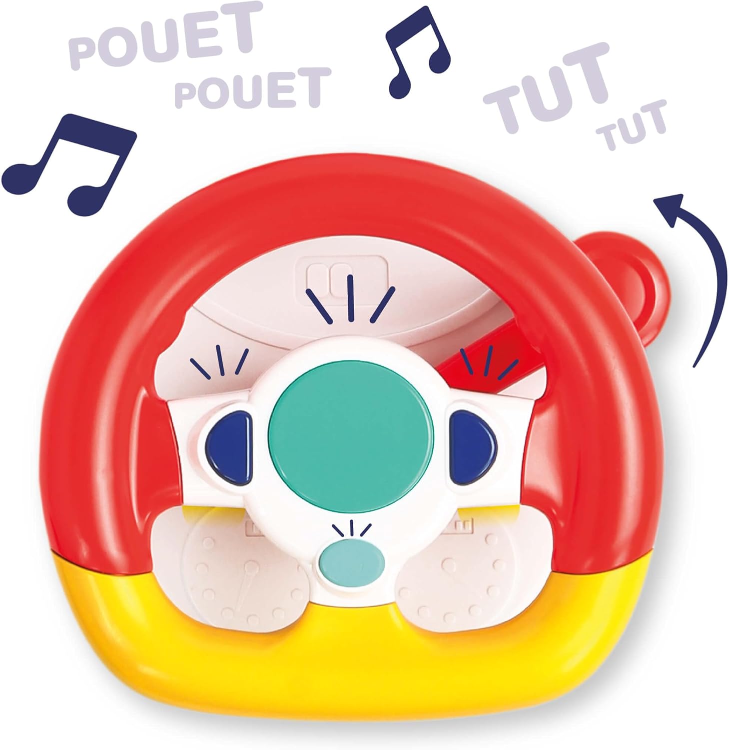 Ludi Aktivitätsplatte – Sound und leuchtendes Lenkrad, um das Baby im Auto zu beschäftigen, ab 18 Monaten, verstellbare Riemen, 2 Befestigungsringe – 21 x 43 x 10 cm