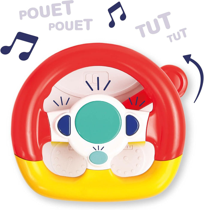 Ludi Aktivitätsplatte – Sound und leuchtendes Lenkrad, um das Baby im Auto zu beschäftigen, ab 18 Monaten, verstellbare Riemen, 2 Befestigungsringe – 21 x 43 x 10 cm