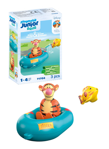 PLAYMOBIL JUNIOR | Disney | Tiggers Schlauchbootfahrt | nachhaltiges Spielzeug aus biobasierten Kunststoffen | für Kinder ab 1 Jahr | 71704