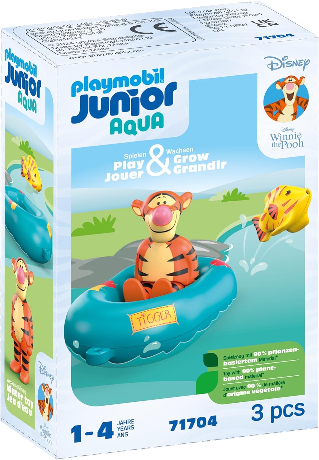 PLAYMOBIL JUNIOR | Disney | Tiggers Schlauchbootfahrt | nachhaltiges Spielzeug aus biobasierten Kunststoffen | für Kinder ab 1 Jahr | 71704