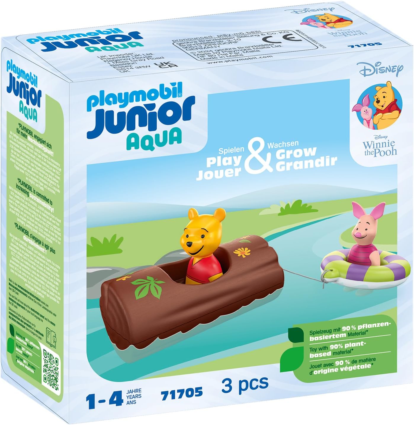PLAYMOBIL JUNIOR | Disney | Winnie Puuhs & Ferkels Wasserabenteuer | nachhaltiges Spielzeug aus biobasierten Kunststoffen | für Kinder ab 1 Jahr | 71705