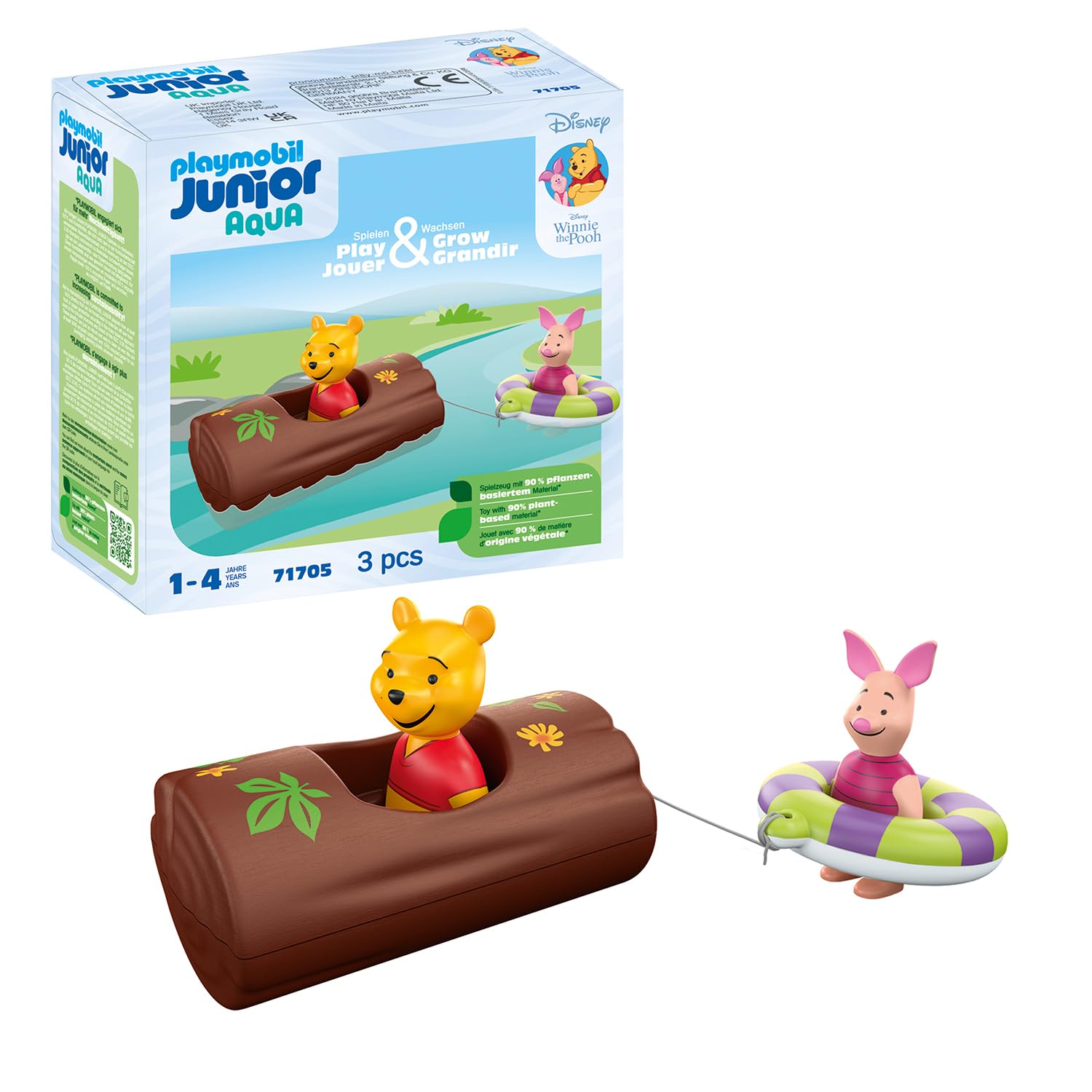 PLAYMOBIL JUNIOR | Disney | Winnie Puuhs & Ferkels Wasserabenteuer | nachhaltiges Spielzeug aus biobasierten Kunststoffen | für Kinder ab 1 Jahr | 71705