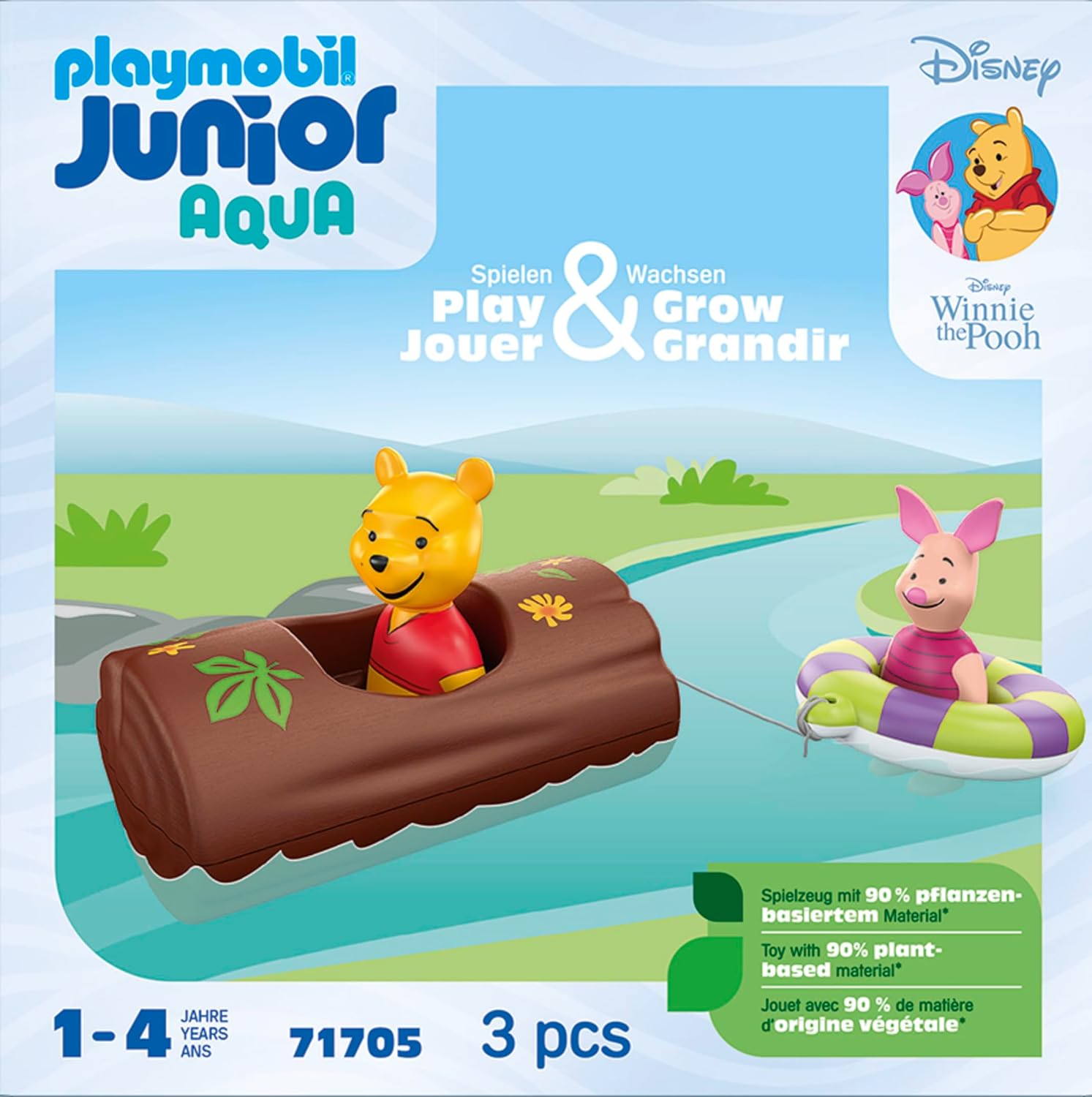 PLAYMOBIL JUNIOR | Disney | Winnie Puuhs & Ferkels Wasserabenteuer | nachhaltiges Spielzeug aus biobasierten Kunststoffen | für Kinder ab 1 Jahr | 71705