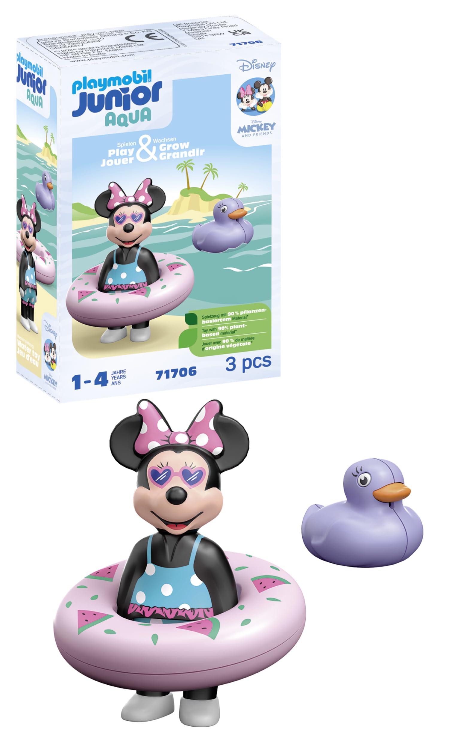 PLAYMOBIL JUNIOR | Disney | Minnie Maus' Strandausflug | nachhaltiges Spielzeug aus biobasierten Kunststoffen | für Kinder ab 1 Jahr | 71706