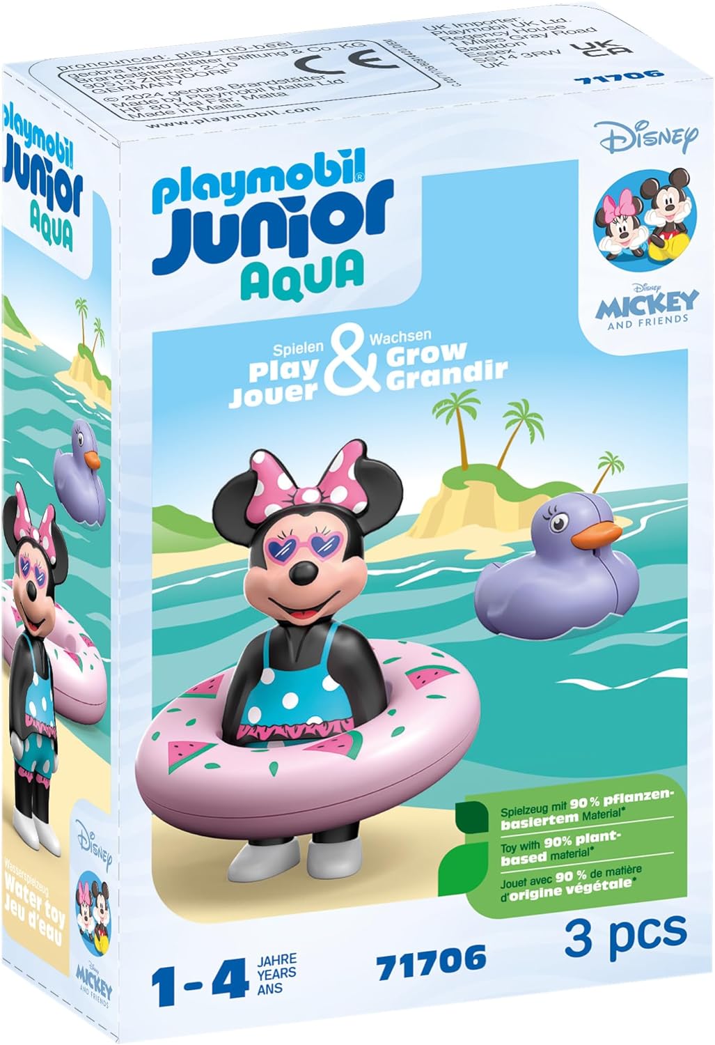 PLAYMOBIL JUNIOR | Disney | Minnie Maus' Strandausflug | nachhaltiges Spielzeug aus biobasierten Kunststoffen | für Kinder ab 1 Jahr | 71706