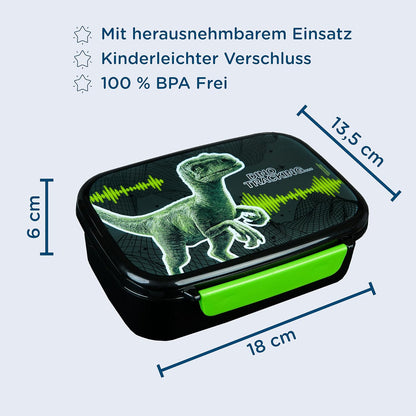 Scooli JUSP9903 Lunch Box, Plastic, Green Jurassic World