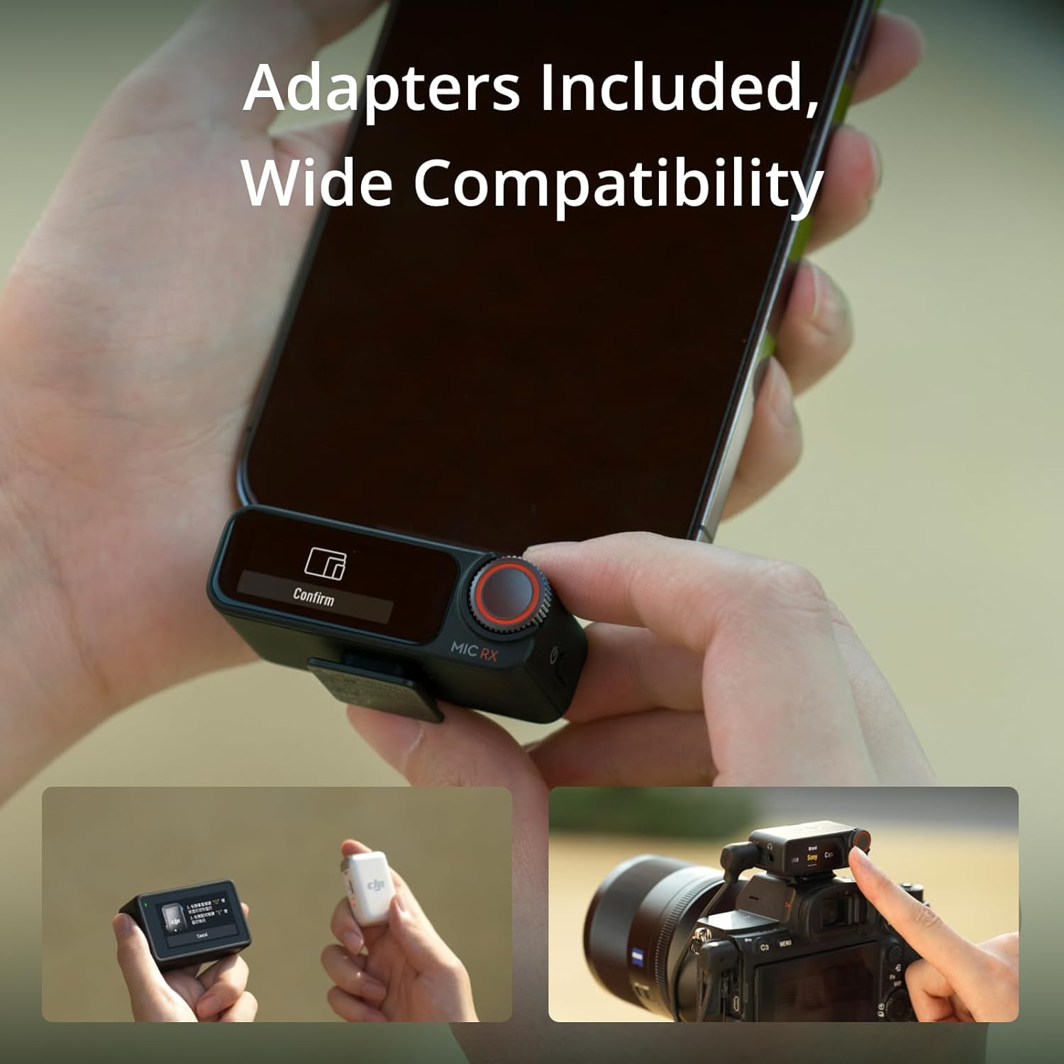 DJI Mic 2 (1 TX + 1 RX), Wireless Microphone with Intelligent Noise Cancelling, 32-bit Float Internal Recording, Optimized Sound, 250m (820 ft.) Range, Microphone for iPhone, Android, Camera, Vlogs 1 TX + 1 RX Single