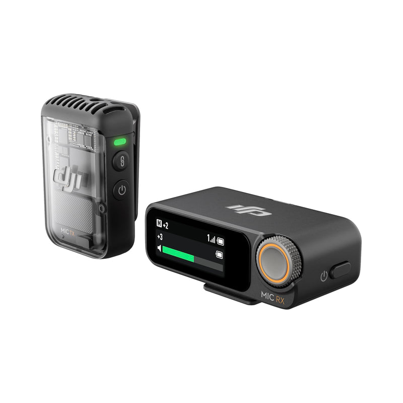 DJI Mic 2 (1 TX + 1 RX), Wireless Microphone with Intelligent Noise Cancelling, 32-bit Float Internal Recording, Optimized Sound, 250m (820 ft.) Range, Microphone for iPhone, Android, Camera, Vlogs 1 TX + 1 RX Single