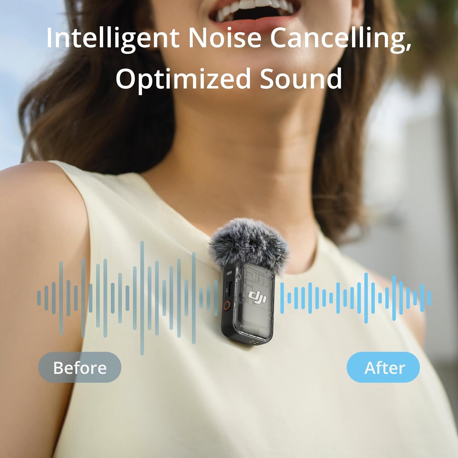 DJI Mic 2 (1 TX + 1 RX), Wireless Microphone with Intelligent Noise Cancelling, 32-bit Float Internal Recording, Optimized Sound, 250m (820 ft.) Range, Microphone for iPhone, Android, Camera, Vlogs 1 TX + 1 RX Single