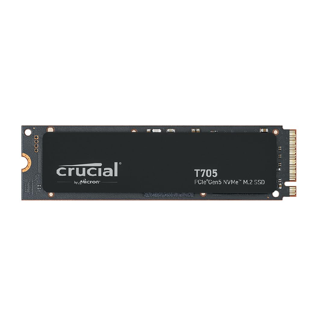 Crucial T705 1TB SSD PCIe Gen5 NVMe M.2 Internal Gaming SSD (New 2024), Up to 13,600MB/s, Microsoft DirectStorage, PCIe 3.0 & 4.0 Backwards Compatible, Solid State Drive - CT1000T705SSD3
