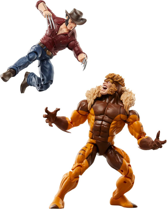 Marvel Legends Series Logan vs Sabretooth, Wolverine 50th Anniversary Comics Collectible 6-Inch Scale Action Figure 2-Pack