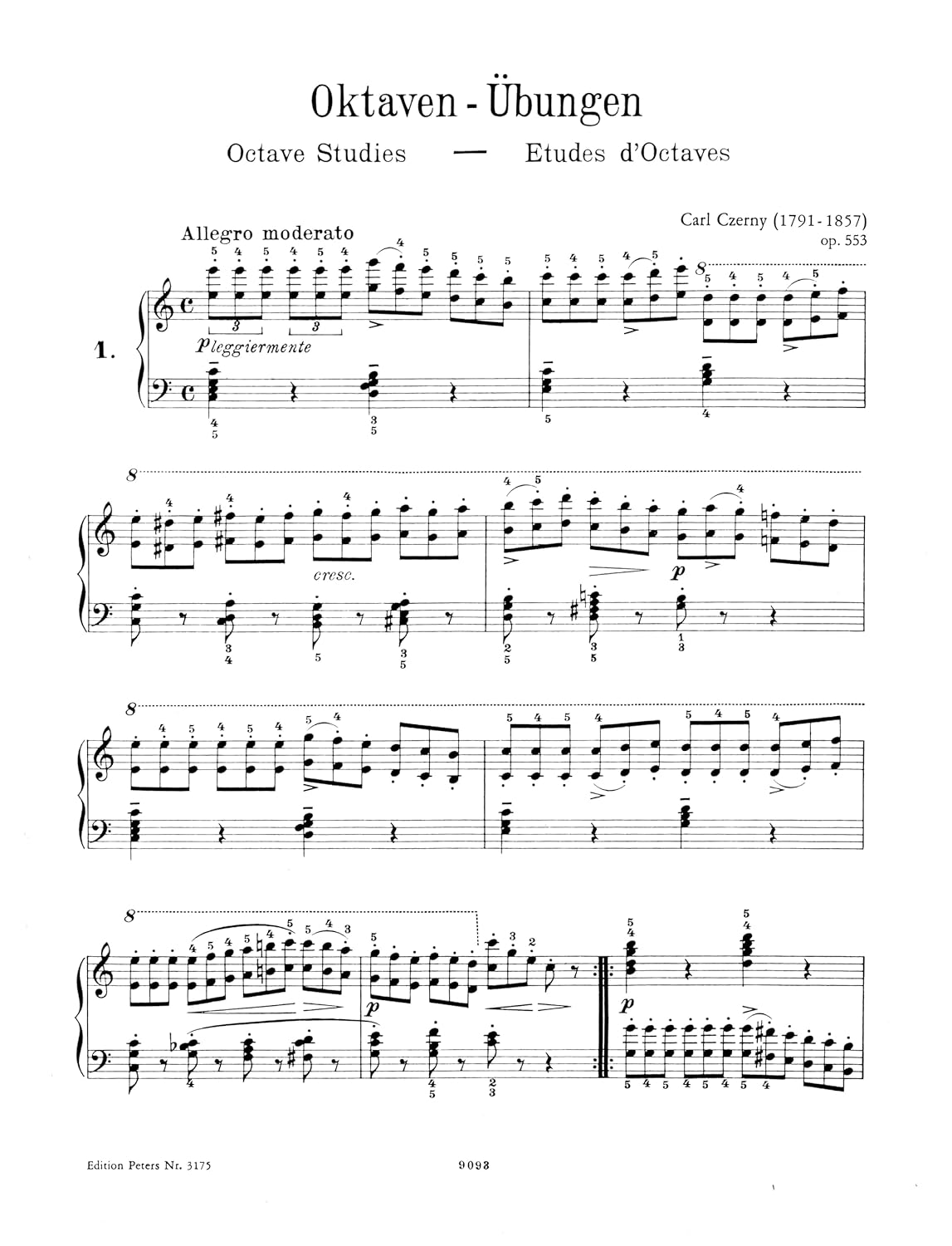 Czerny: 6 Octave Studies Op.553 (Piano Solo) (EP3175)