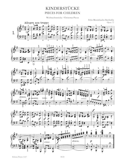 Mendelssohn: 6 Children's Pieces Op.72 (Piano Solo) (EP3347)