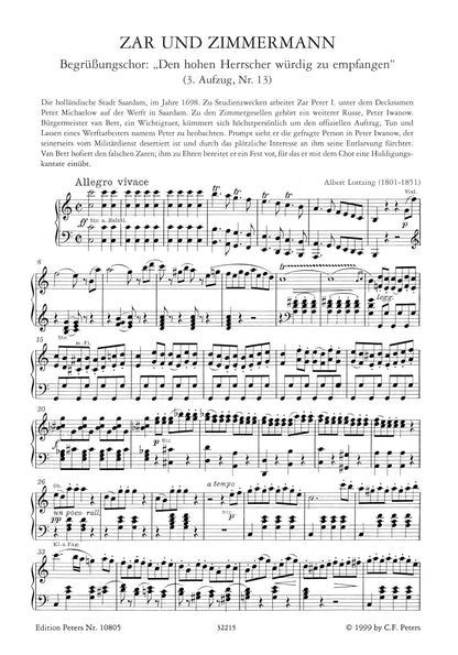 Lortzing: BegriiBungschor (Singschule) aus Zar und Zimmermann (Mixed Voice Choir and Piano)