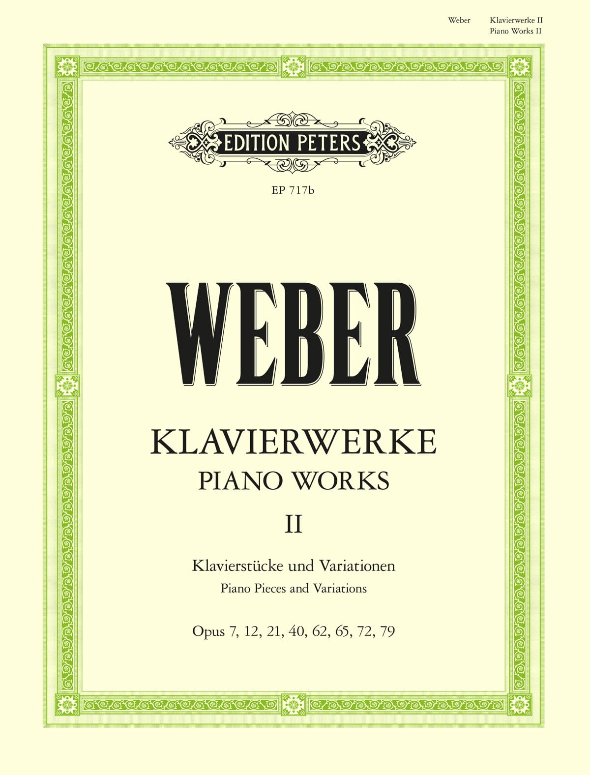 Weber: Piano Works Vol. II: Piano Pieces and Variations (EP717B)