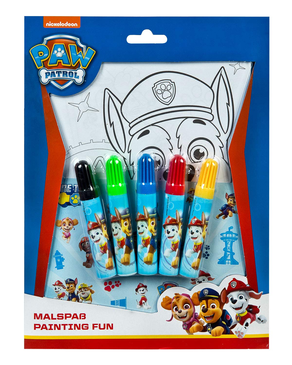 Undercover PPAT0223 Malspaß Set mit Fasermalern und Postern zum Ausmalen, Paw Patrol, ca. 24,5 x 18 x 1 cm