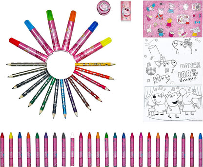 Scooli 6600000008 Peppa Pig 51 Piece Colouring Case Greta Gris Painter's Bag, Pink