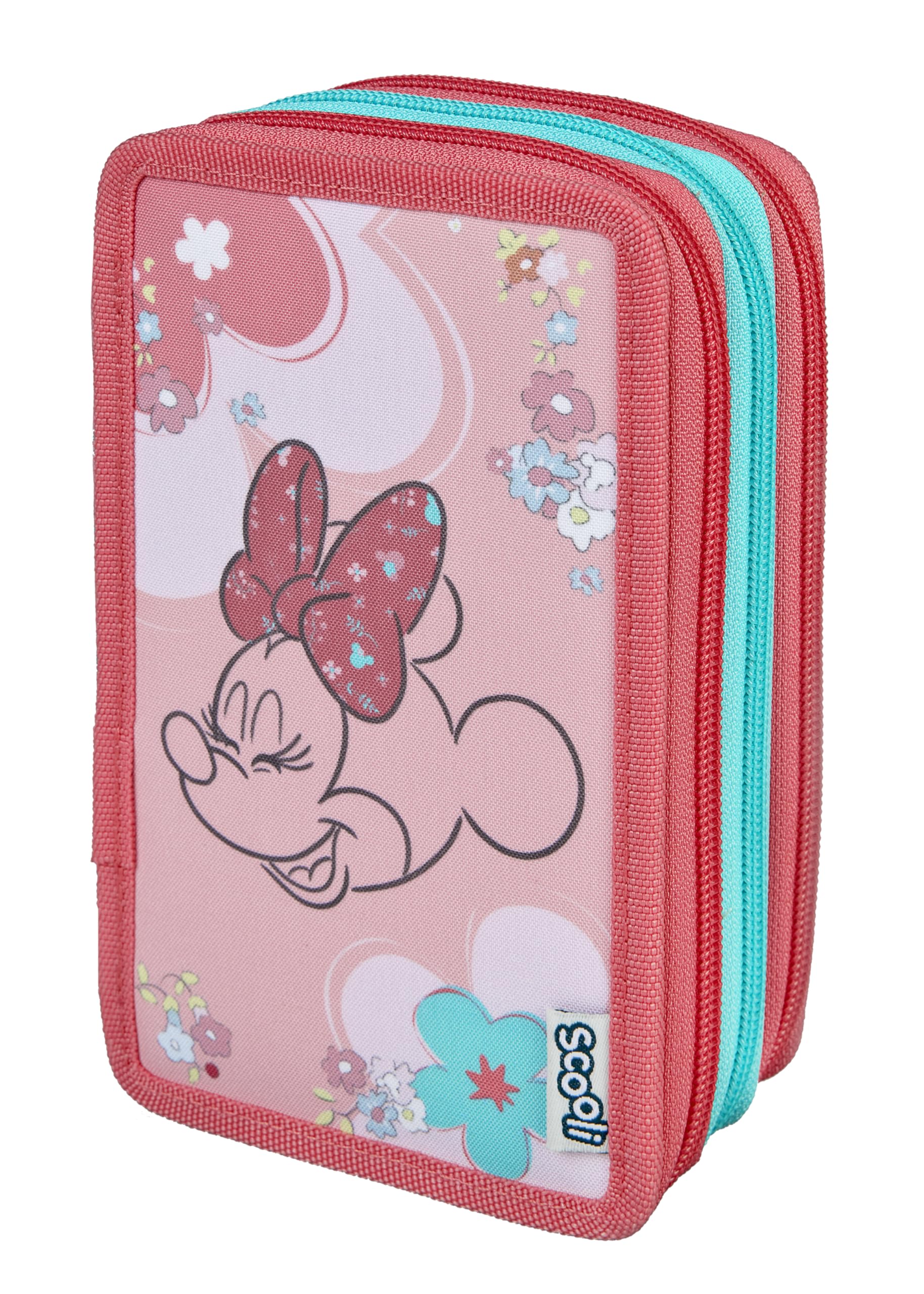 Scooli - Tripledecker Schüleretui Minnie Mouse - Großes Schüleretui mit hochwertigen Stiften - praktisch und funktional - für die Schule und unterwegs - hochwertige Qualität - ab 6 Jahren