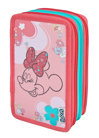 Scooli - Tripledecker Schüleretui Minnie Mouse - Großes Schüleretui mit hochwertigen Stiften - praktisch und funktional - für die Schule und unterwegs - hochwertige Qualität - ab 6 Jahren