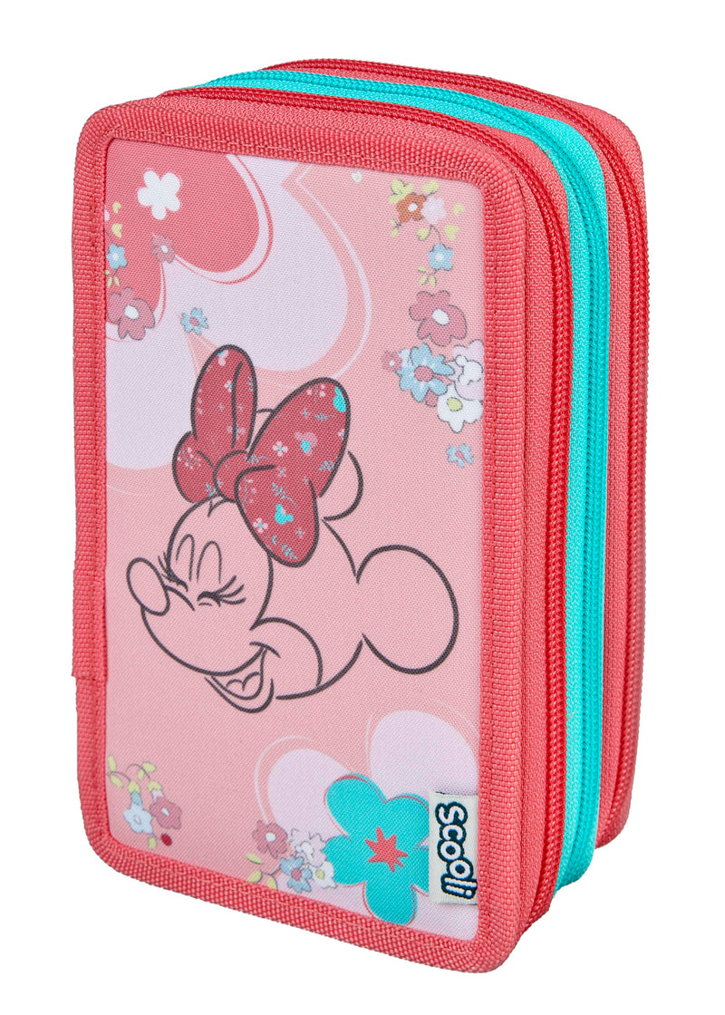 Scooli - Tripledecker Schüleretui Minnie Mouse - Großes Schüleretui mit hochwertigen Stiften - praktisch und funktional - für die Schule und unterwegs - hochwertige Qualität - ab 6 Jahren