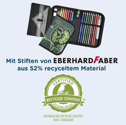 Scooli - Jurassic World Gefülltes Schüleretui - Komplettes Etui mit hochwertigen Stiften und mehr - All-in-One Schuletui - Praktisch für die Schule - Für Jungen ab 6 Jahren