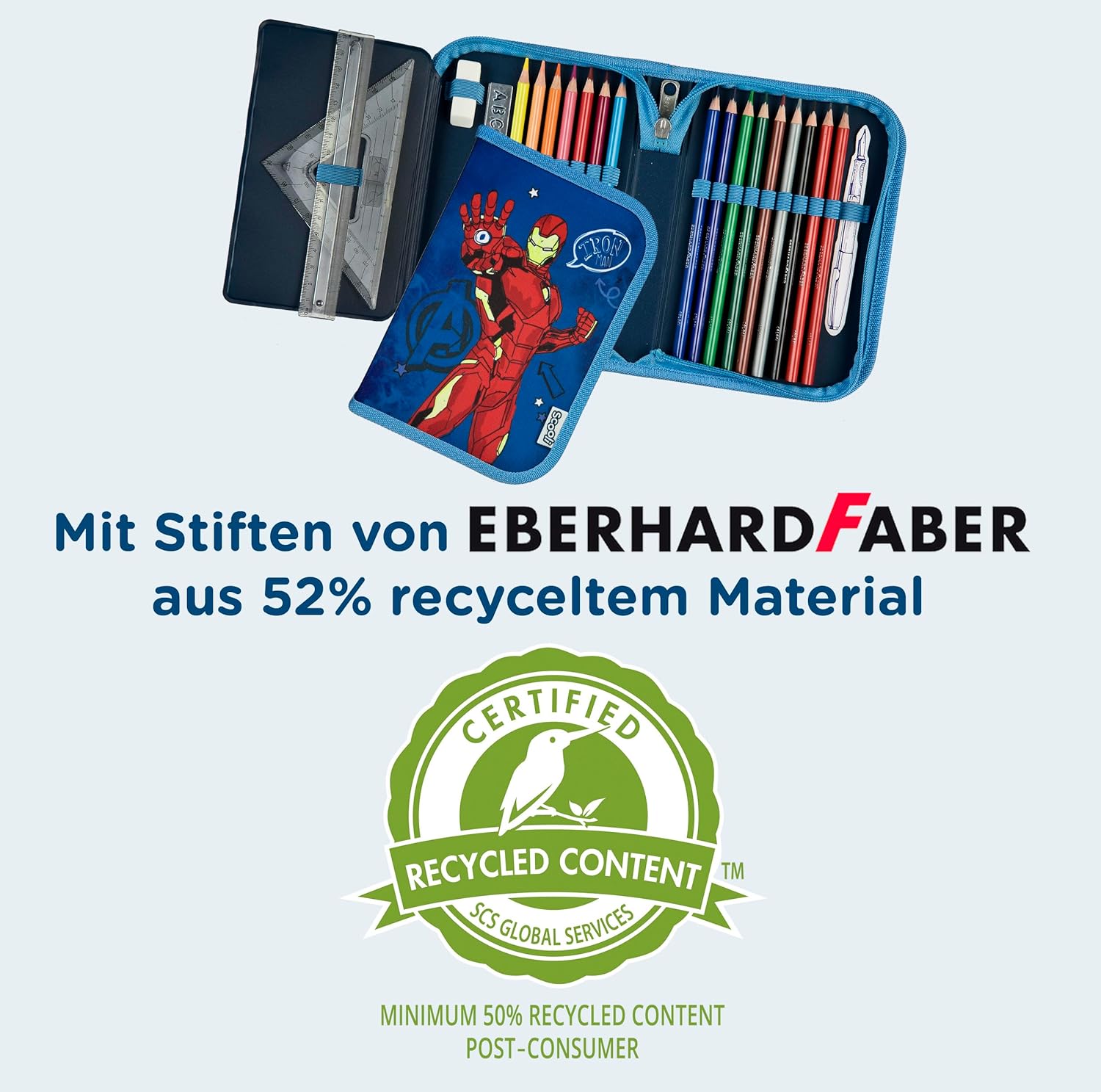 Scooli - Marvel Avengers Gefülltes Schüleretui - Komplettes Etui mit hochwertigen Stiften und mehr - All-in-One Schuletui - Praktisch für die Schule - Für Jungen ab 6 Jahren