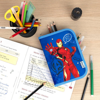 Scooli - Marvel Avengers Gefülltes Schüleretui - Komplettes Etui mit hochwertigen Stiften und mehr - All-in-One Schuletui - Praktisch für die Schule - Für Jungen ab 6 Jahren
