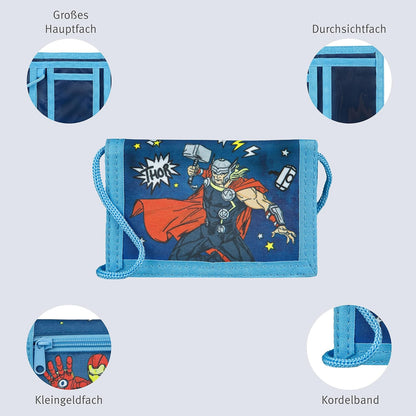 Undercover Rächer Geldbeutel Brustbeutel Jungen, Mädchen │Kinder Geldbörse mit Kordelband, Klettverschluss, 9x13cm