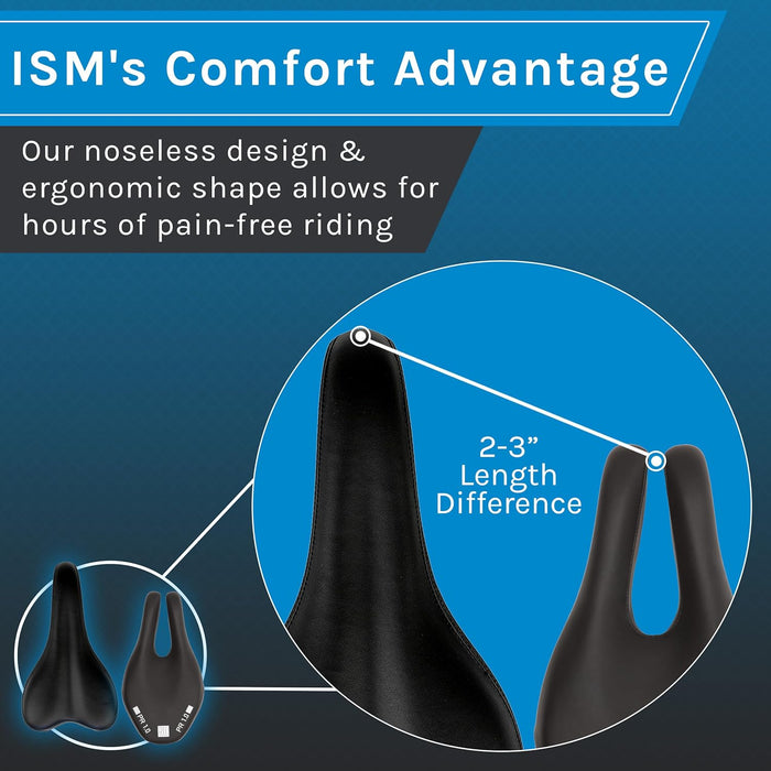 ISM PR Series Noseless Bicycle Seat - Anatomic Relief Bicycle Saddle for Hybrid Bikes, Time Trial Bikes, Road Bikes, and Mountain Bikes - No Nose Bike Saddle for Reduced Numbness and Discomfort