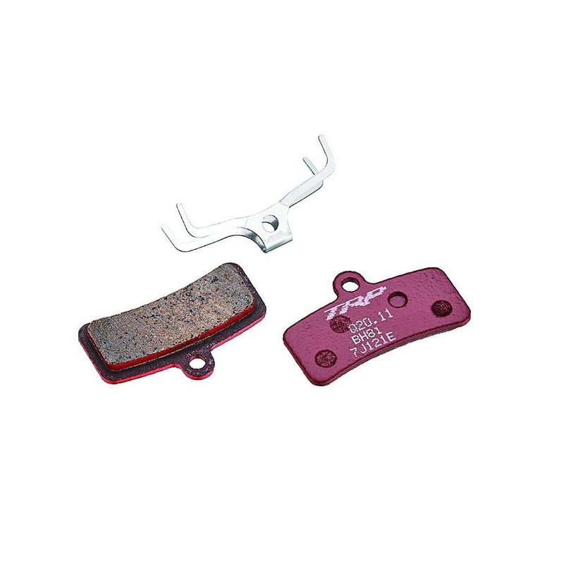 TRP 4-Piston Sintered Metallic Pads, One Pair for one Wheel, Compatible with All TRP 4-Piston Brakes, Available in Performance Resin, Semi-Metallic, and Sintered Metallic. Caliper Spring Included.