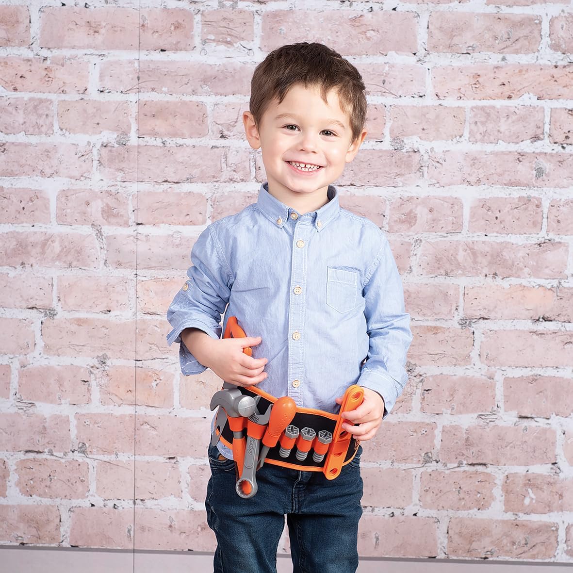 Smoby - Black+Decker - Ceinture Outils - Sangle Réglable - 14 Accessoires - Scie, Tournevis, Clé Mixte, Mètre à Ruban, Vis, Réglettes, Ecrous - A Partir de 3 Ans